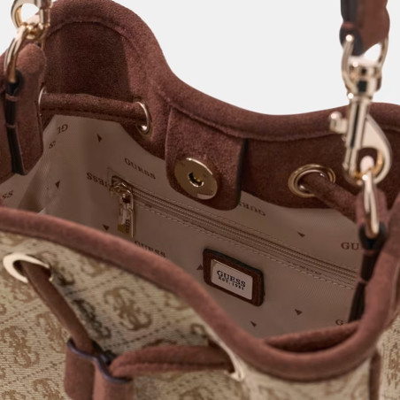 Guess Samantha Mini Sac Seau LGW Marron Multi ouvert