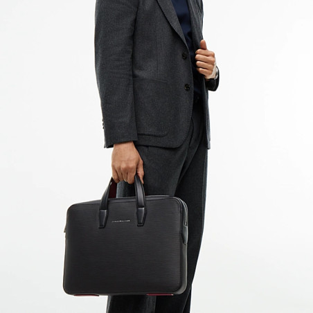 Tommy Hilfiger TH Business Laptop Textured Satchel BDS Black