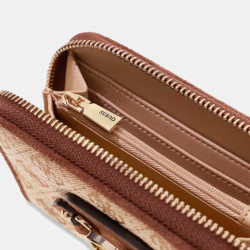 Guess Samantha Portefeuille Zippé Logo 4G LGW Marron Multi ouvert