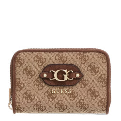 Guess Samantha Portefeuille Zippé Logo 4G LGW Marron Multi