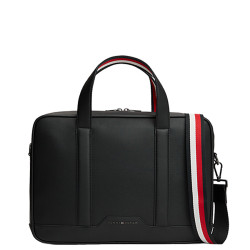 Tommy Hilfiger TH Textured Sacoche Pour Ordinateur Finition Toile Texturée Bds Black