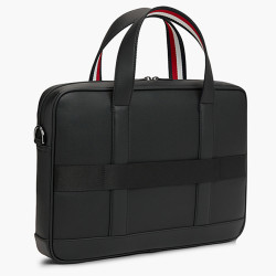 Tommy Hilfiger TH Textured Sacoche Pour Ordinateur Finition Toile Texturée Bds Black dos