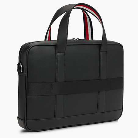 Tommy Hilfiger TH Textured Sacoche Pour Ordinateur Finition Toile Texturée Bds Black dos