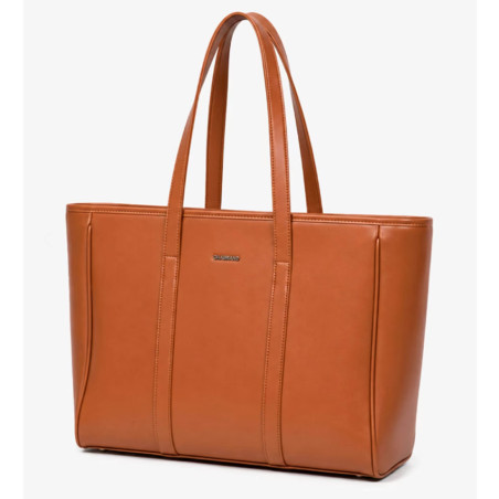 Chabrand Anna Sac Shopping Effet Cuir Lisse Camel côté