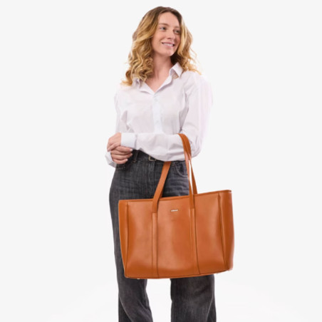 Chabrand Anna Smooth Leather Effect Shopping Bag 12711 Camel