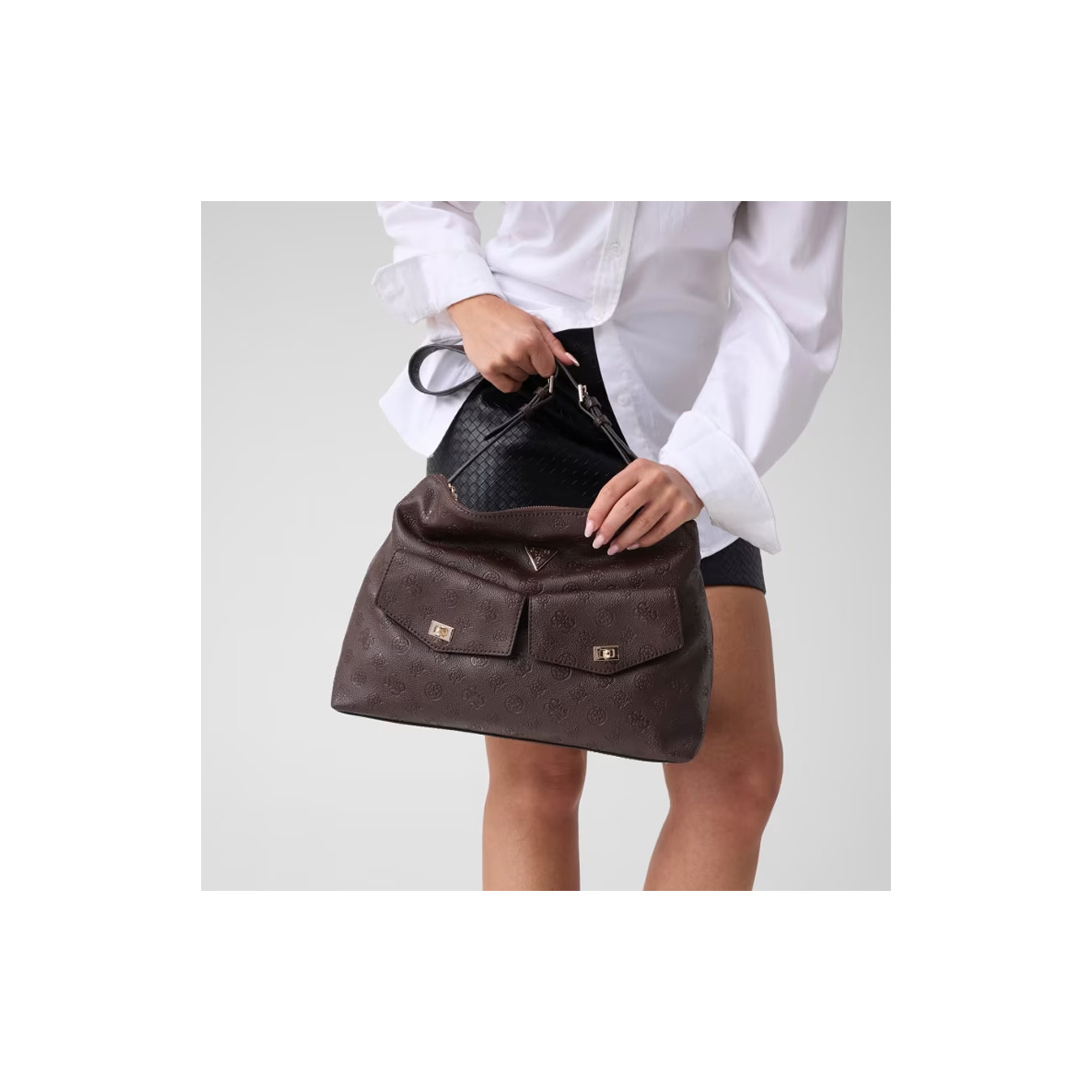Guess Blake Shoulder Bag Brown Logo (Pre-owned)