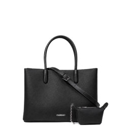 Chabrand By Chabrand Mathilde Sac Porté Main & Sa Petite Pochette Effet Grainé Noir