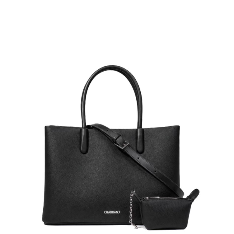 Chabrand By Chabrand Mathilde Sac Porté Main & Sa Petite Pochette Effet Grainé Noir