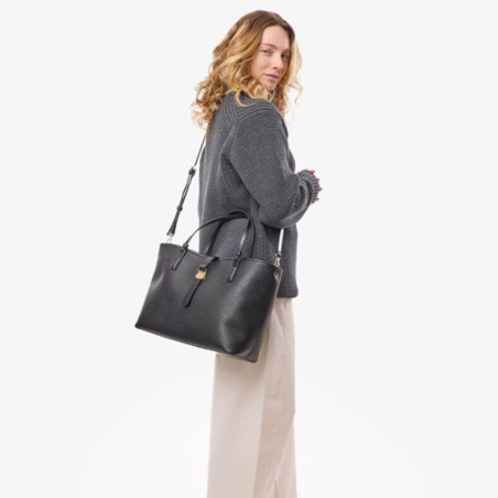 Chabrand By Chabrand Maya Grand Sac Shopping Effet Grainé Noir porté