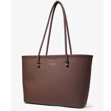 Chabrand Mathilde Sac Shopping Effet Cuir Grainé 12411 Marron Foncé côté