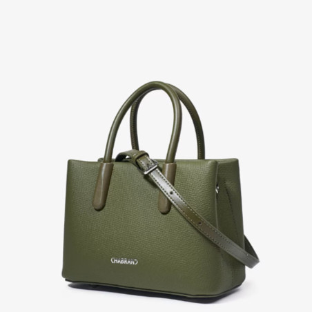 Chabrand By Chabrand Mathilde Petit Sac Porté Main & Sa Petite Pochette Effet Grainé 12424 Kaki côté