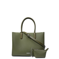 Chabrand By Chabrand Mathilde Sac Porté Main & Sa Petite Pochette Effet Grainé 12425 Kaki