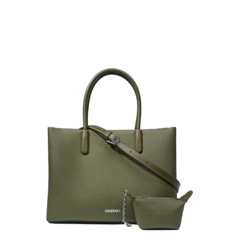 Chabrand By Chabrand Mathilde Sac Porté Main & Sa Petite Pochette Effet Grainé 12425 Kaki