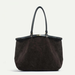 Bleu de Chauffe Adele Sac Cabas En Cuir Velours Marron Foncéface