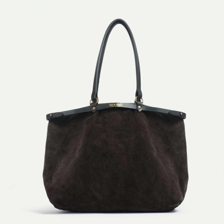 Bleu de Chauffe Adele Sac Cabas En Cuir Velours Marron Foncéface