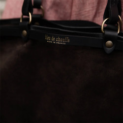 Bleu de Chauffe Adele Sac Cabas En Cuir Velours Marron Foncé details