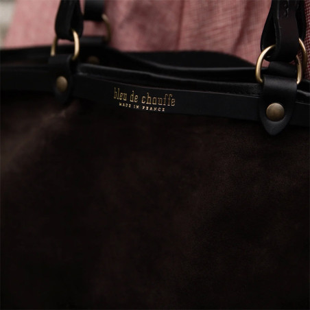 Bleu de Chauffe Adele Brown Velvet Leather Tote Bag