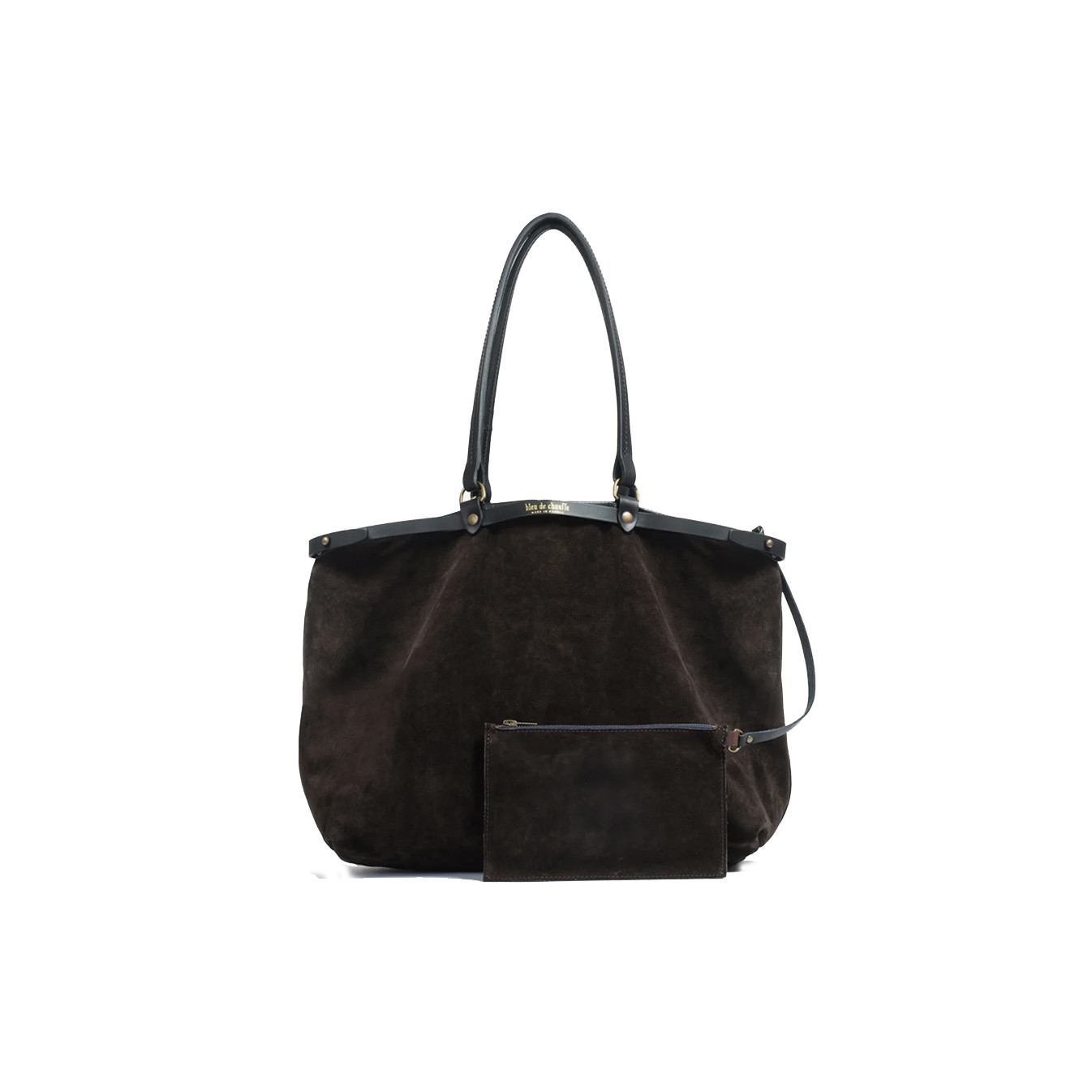 Bleu de Chauffe Adele Sac Cabas En Cuir Velours Marron Foncé