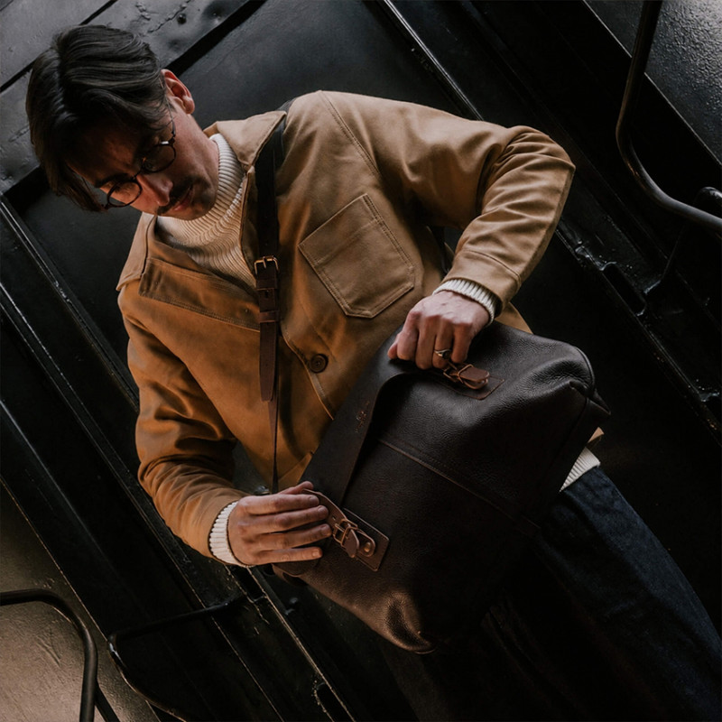Bleu de Chauffe Sac Besace Lucien Marron Brun
