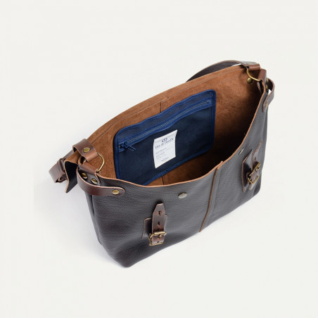 Bleu de Chauffe Sac Besace Lucien Marron Brun ouvert
