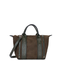 Mac Alyster Abrielle Suede Handbag & Shoulder Strap in Olive Suede