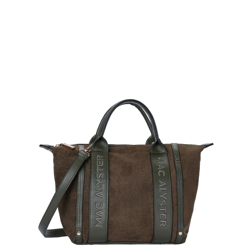 Mac Alyster Abrielle Suede Handbag & Shoulder Strap in Olive Suede