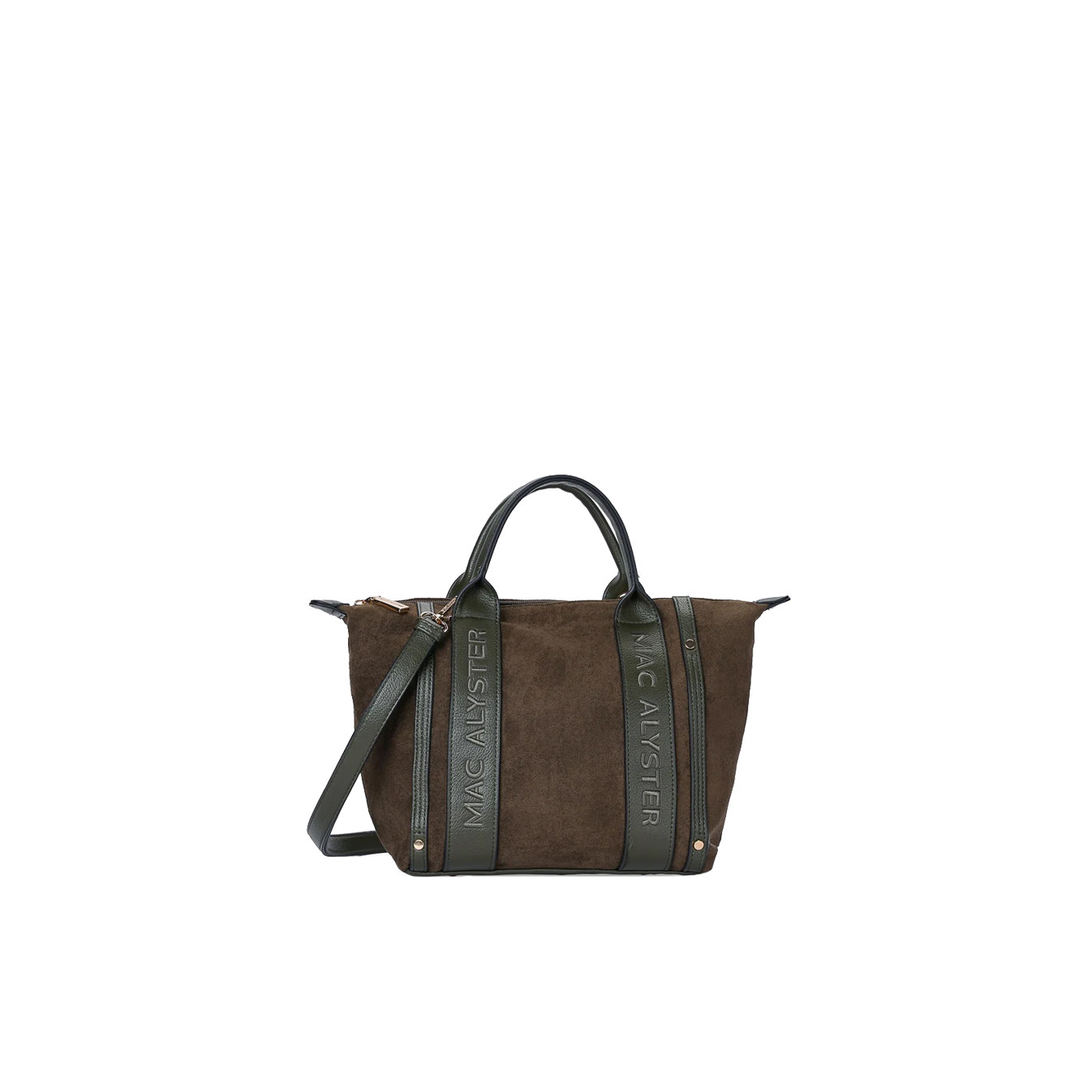 Mac Alyster Abrielle Suede Handbag & Shoulder Strap in Olive Suede