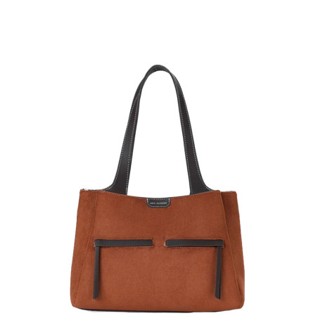 Mac Alyster Fauve Sac Shopping Effet Daim Marron