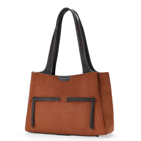 Mac Alyster Fauve Sac Shopping Effet Daim Marron côté