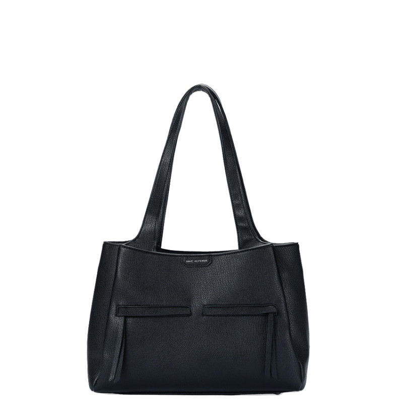 Mac Alyster Fauve Sac Shopping Effet Daim Noir