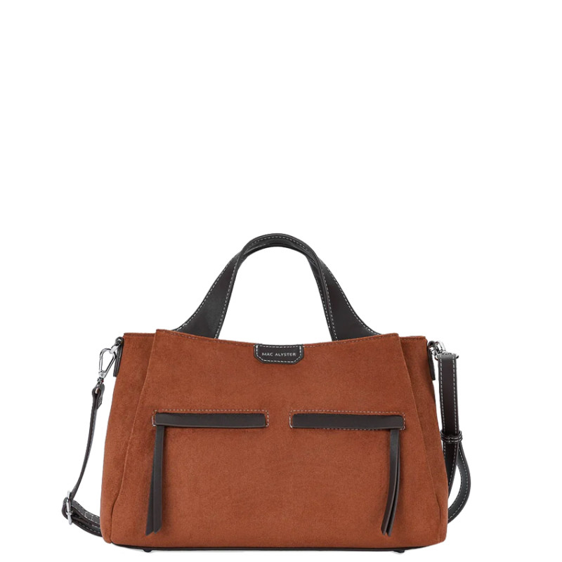Mac Alyster Fauve Sac Porté Main Effet Daim Marron