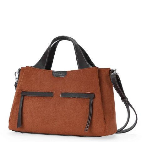 Mac Alyster Fauve Sac Porté Main Effet Daim Marron côté