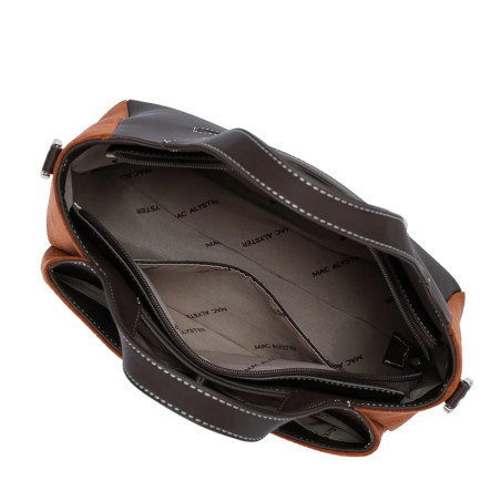 Mac Alyster Fauve Sac Porté Main Effet Daim Marron ouvert
