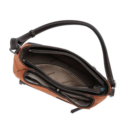 Mac Alyster Fauve Sac Besace En Effet Daim Cognac ouvert