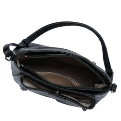 Mac Alyster Fauve Sac Besace En Effet Grainé Noir ouvert