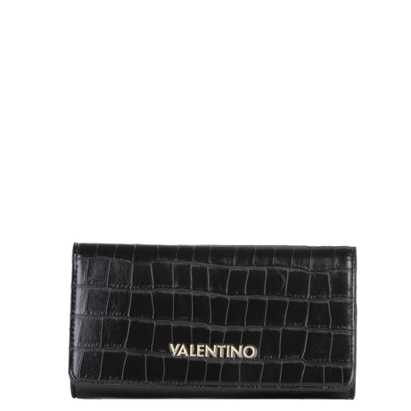 Valentino Opaline Re Portefeuille A Rabat Effet Croco Nero