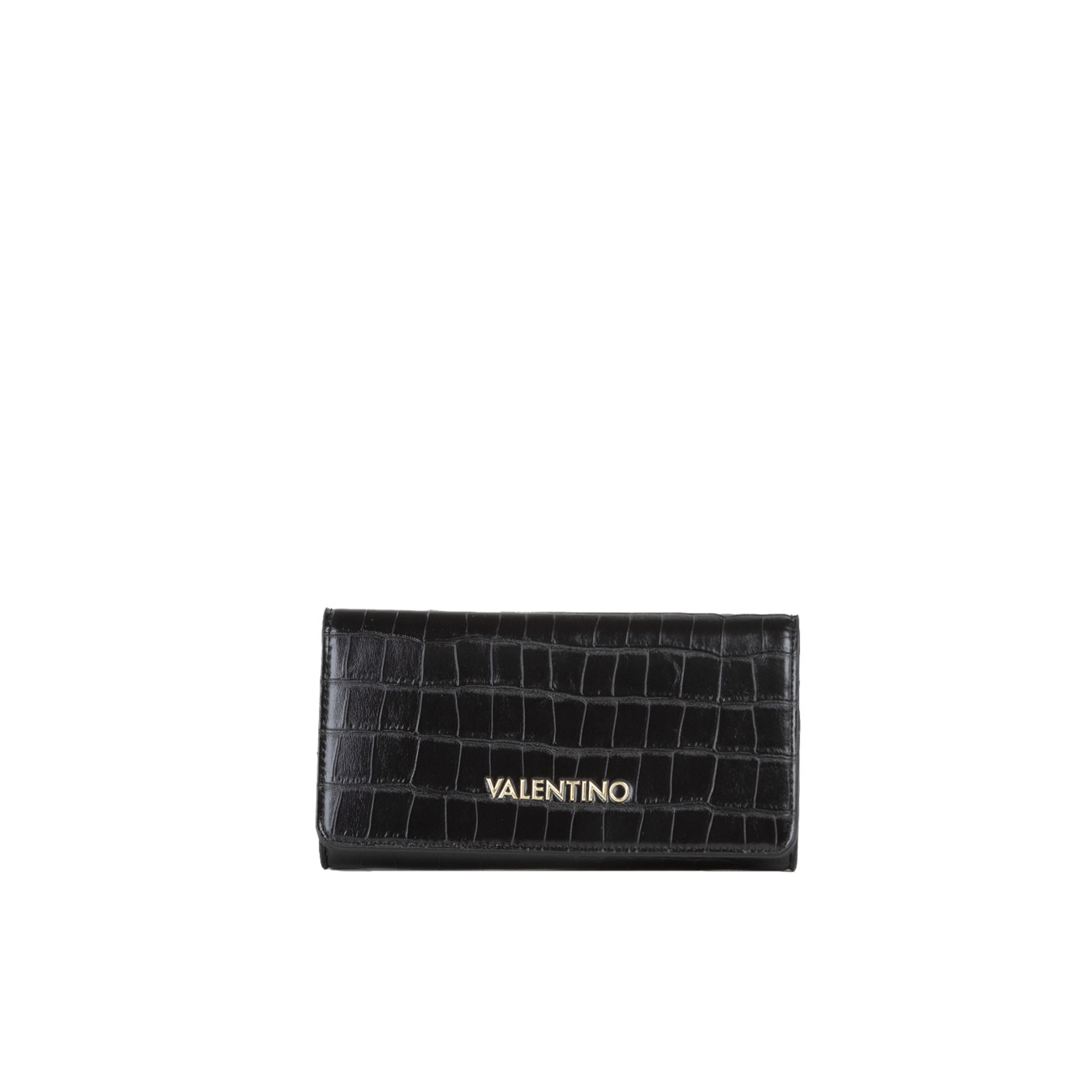 Valentino Opaline Re Portefeuille A Rabat Effet Croco Nero