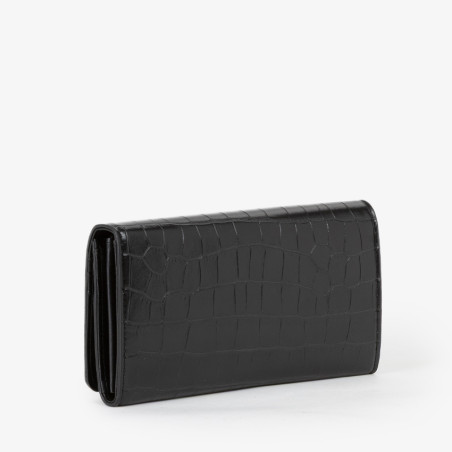 Valentino Opaline Re Portefeuille A Rabat Effet Croco Nero
