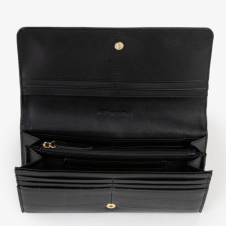 Valentino Opaline Re Portefeuille A Rabat Effet Croco Nero