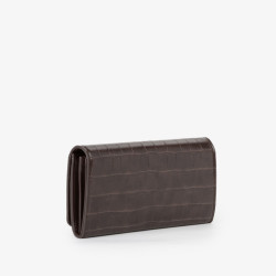 Valentino Opaline Re Portefeuille A Rabat Effet Croco Café
