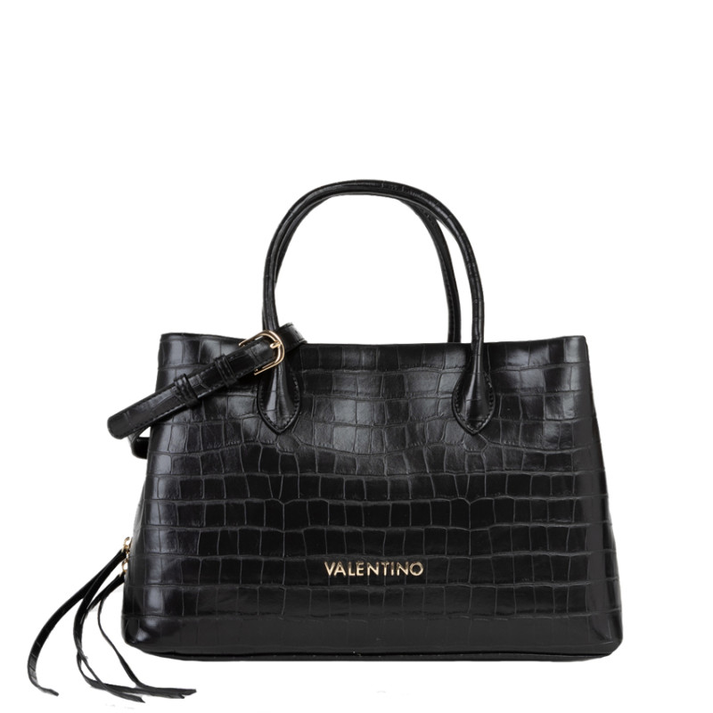 Valentino Opaline Re Sac Porté Main Effet Croco Nero