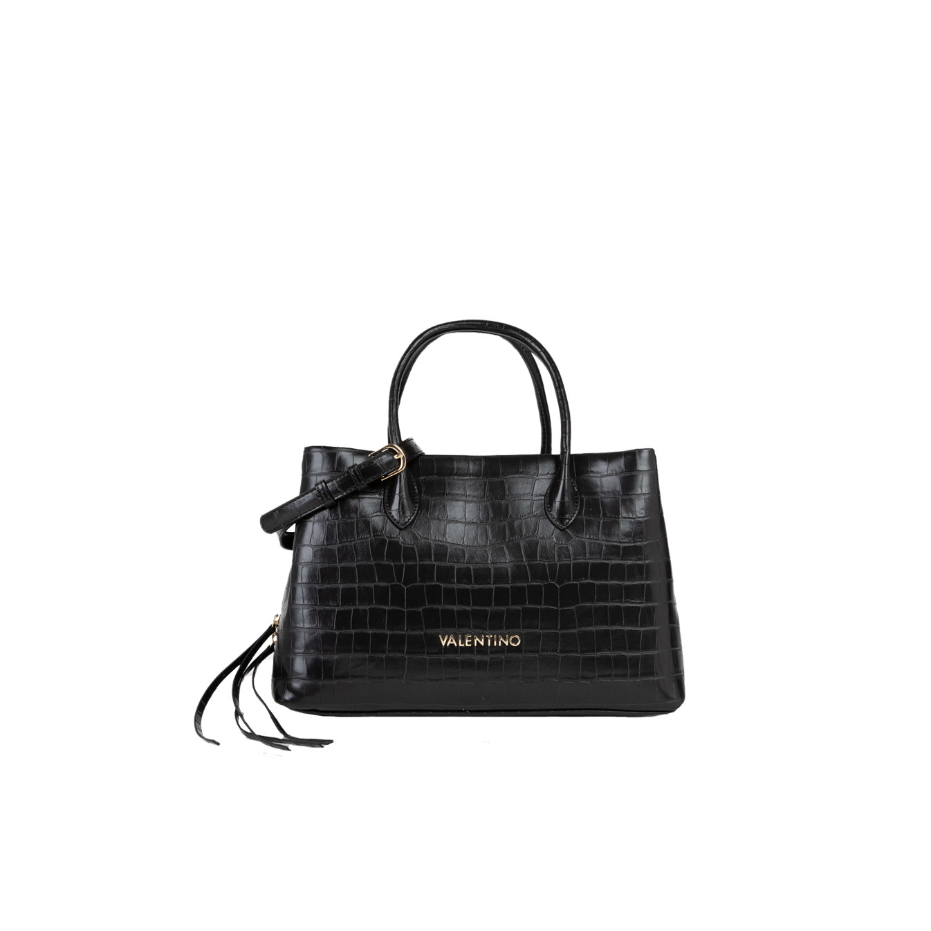 Valentino Opaline Re Sac Porté Main Effet Croco Nero