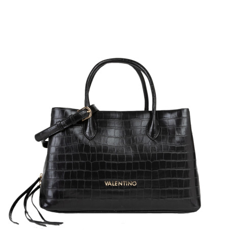Valentino Opaline Re Sac Porté Main Effet Croco Nero