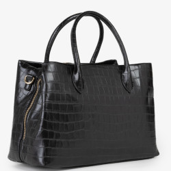 Valentino Opaline Re Sac Porté Main Effet Croco Nero