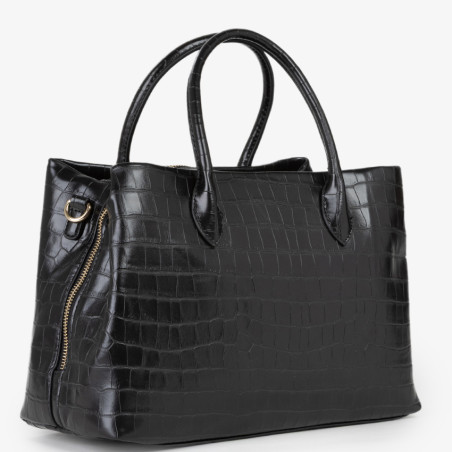 Valentino Opaline Re Sac Porté Main Effet Croco Nero dos