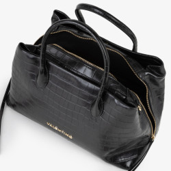 Valentino Opaline Re Sac Porté Main Effet Croco Nero