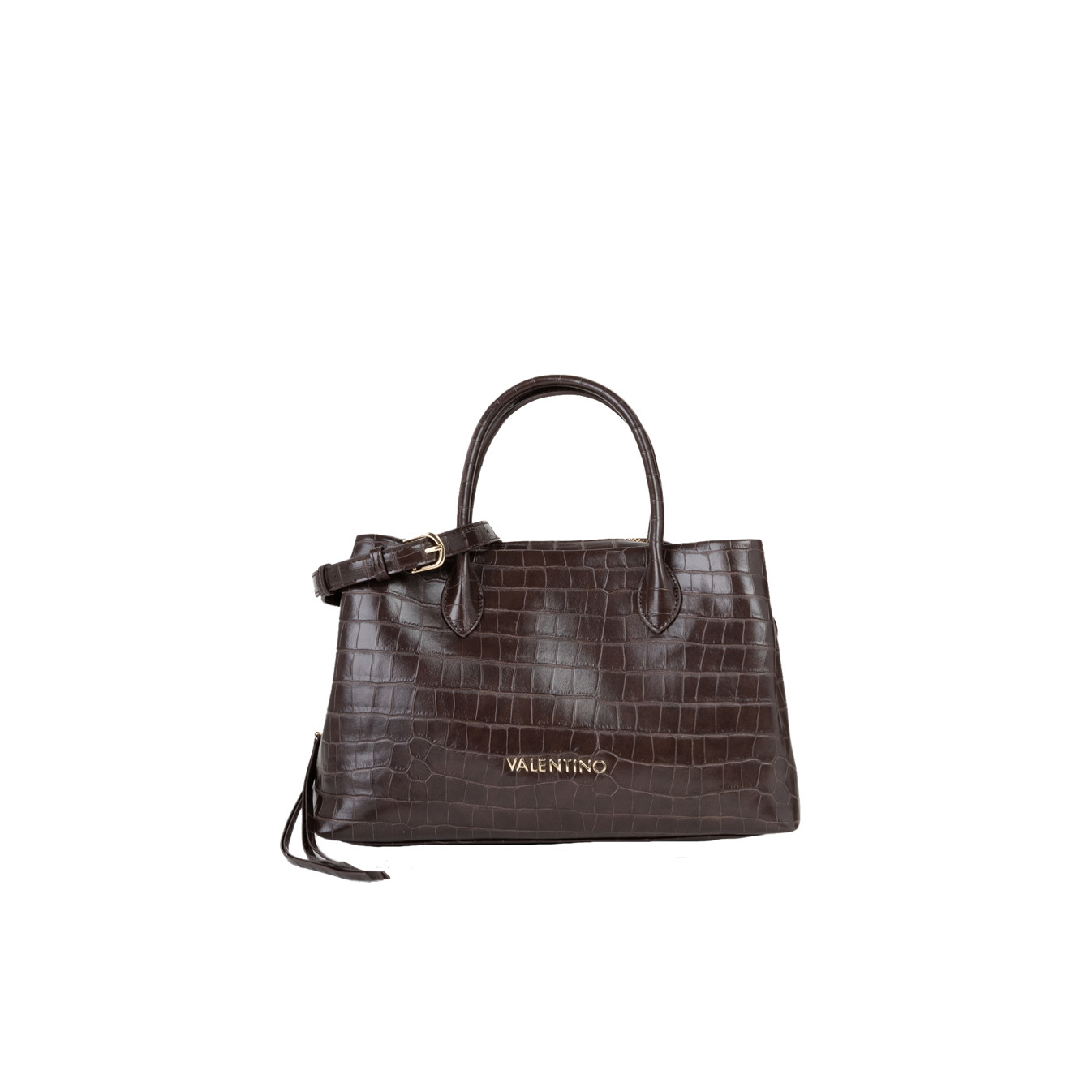 Valentino Opaline Re Sac Porté Main Effet Croco Café