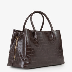 Valentino Opaline Re Sac Porté Main Effet Croco Café