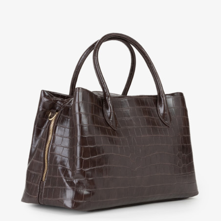Valentino Opaline Re Sac Porté Main Effet Croco Café dos