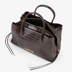 Valentino Opaline Re Sac Porté Main Effet Croco Café